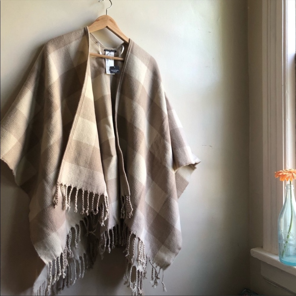 Buffalo Plaid poncho blanket poncho shawl 
 by Abercrombie and Fitch